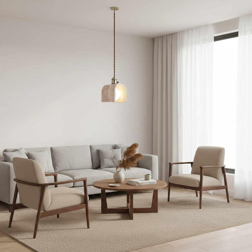 Alagusmo Minimalistyczna Lampa Wisząca z Trawertynu