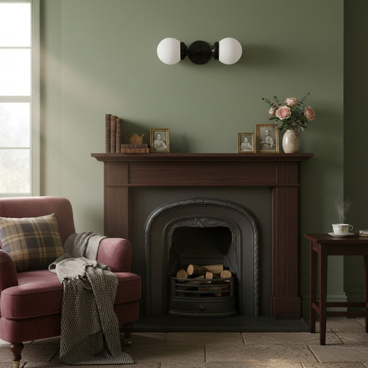 Aplique Moderno Geométrico Lumio Globe - Iluminación de Tocador con Dos Luces para Baño