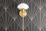 Load image into Gallery viewer, Ornato Luxe Modern Art Deco Wall Light - Opal Glass Globe Sconce - Brass or Black
