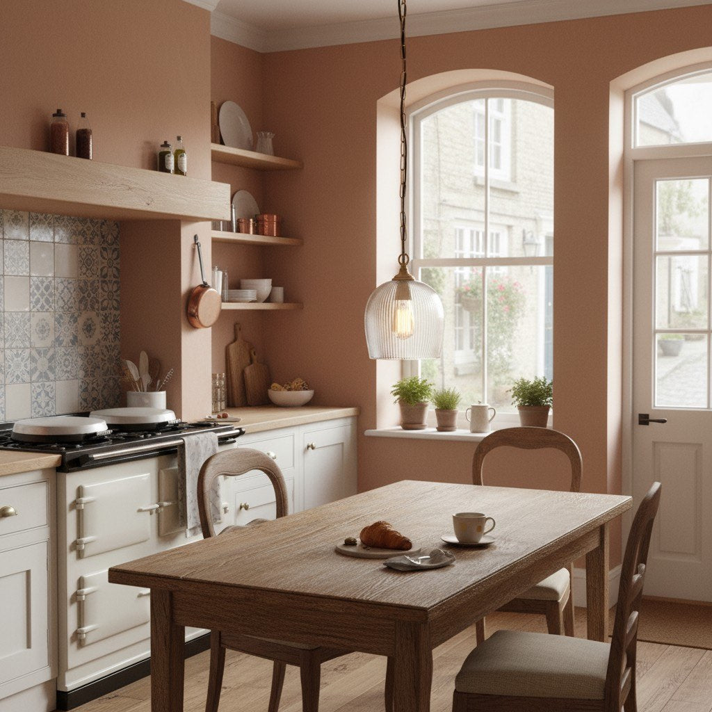 Suspension à dôme en verre Brazara – Design classique avec bordure en métal pour cuisine et salle à manger