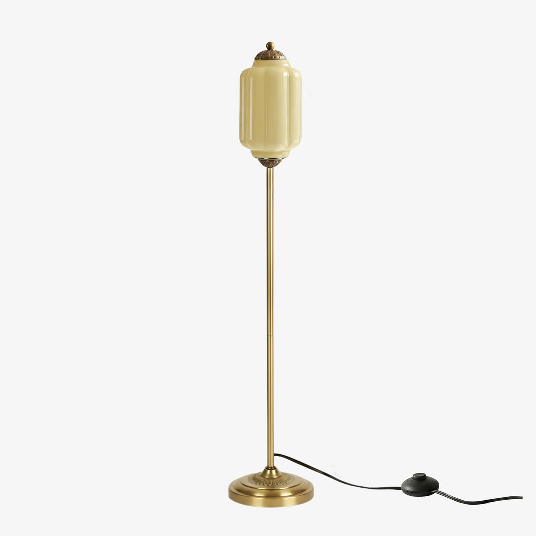 Eloise Strukturierte Glas-Kürbis-inspirierte Stehlampe - Organische Kunstfertigkeit und Retro-Stil für Wohnzimmer