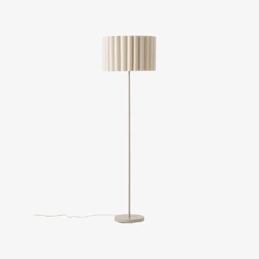 Velura Pleated Linen Floor Lamp – Tall Beige Standing Light for Living Room and Reading Nook