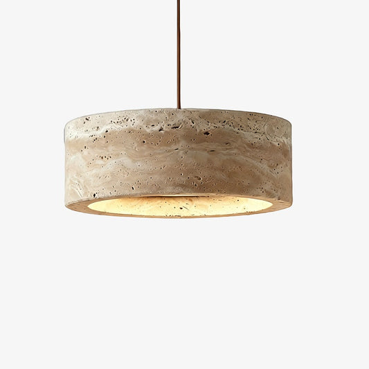 Kairis Lampada a Sospensione in Pietra Naturale Travertino - Illuminazione in Stile Vintage per Sale da Pranzo e Spazi Living