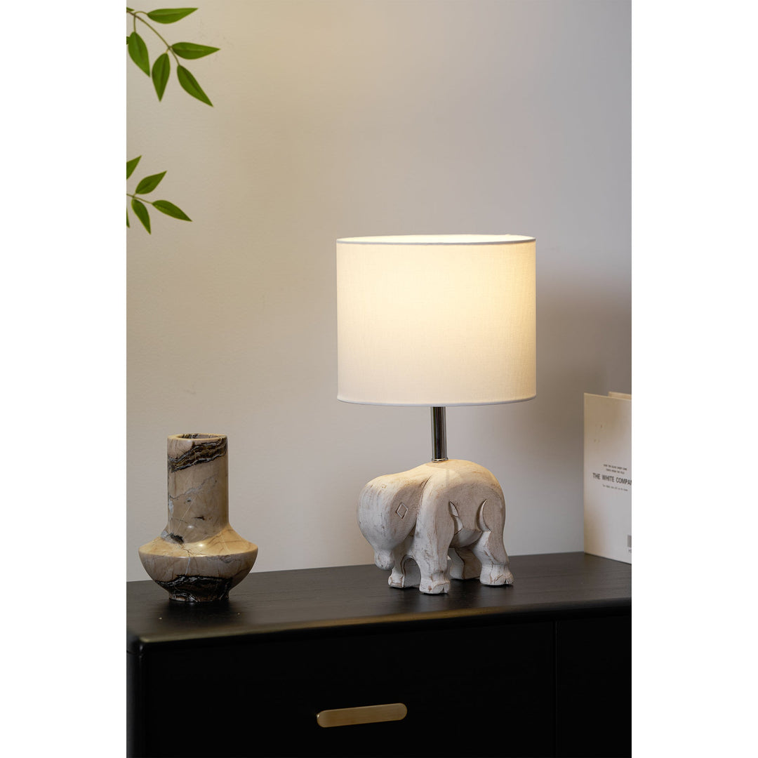 Lámpara de Mesa de Madera Tallada con Animal
