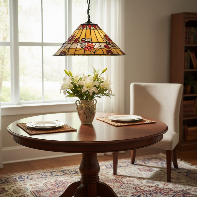 Suspension papillon TF – Lampe suspendue en vitrail pour salle à manger, couloir et salon