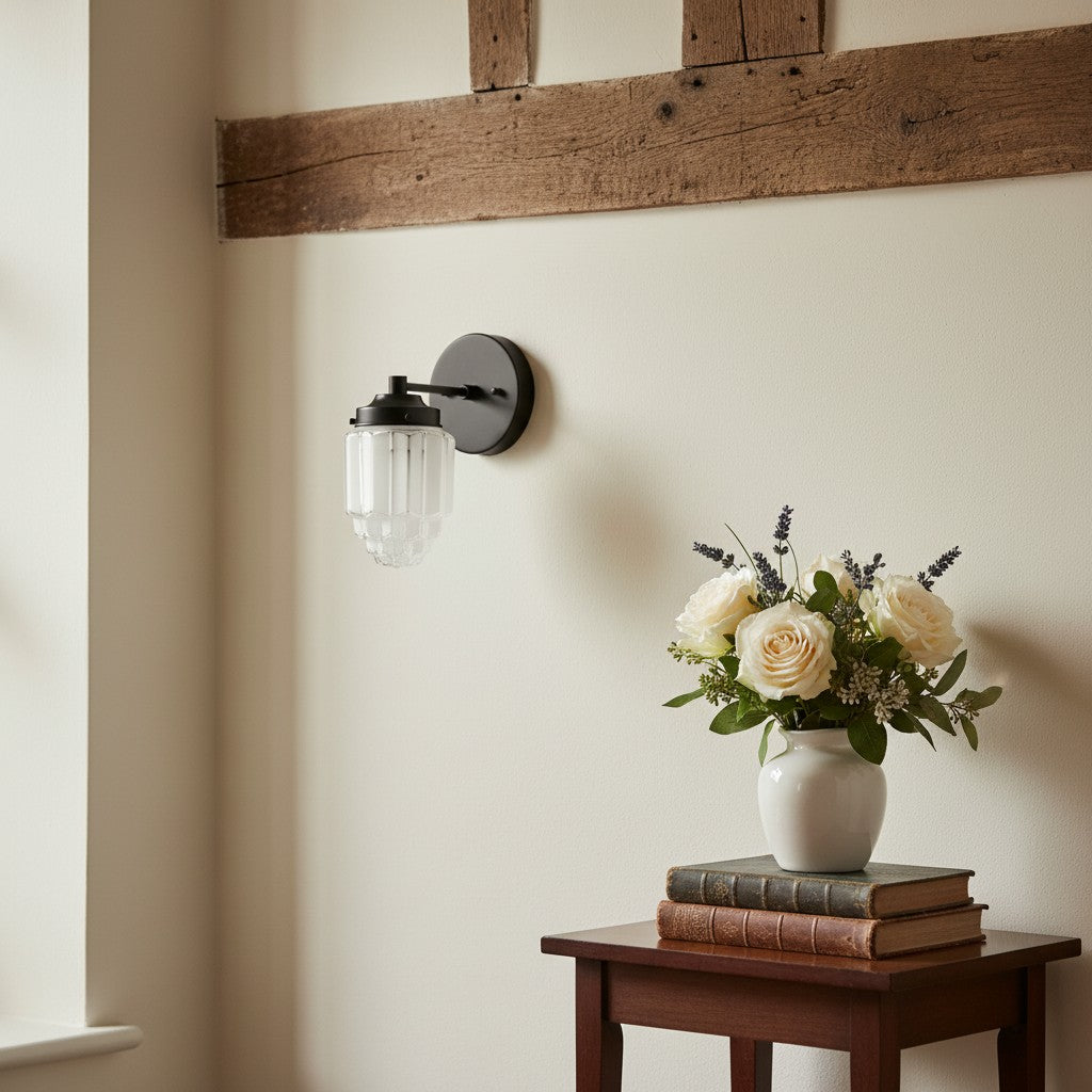 Tierlux glazen kaptafelverlichting - Art deco badkamerarmatuur met wolkenkrabberlampenkappen