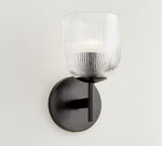 Load image into Gallery viewer, Bravira Ribbed Glass Sconce - Metal Wall Light with Clear Glass Shade
