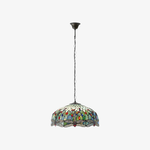 Afbeelding laden in galerijweergave, TF Dragonfly Blauwe Tiffany Plafondlamp – Art Nouveau Glas-in-Lood Hanglamp voor Woonkamer