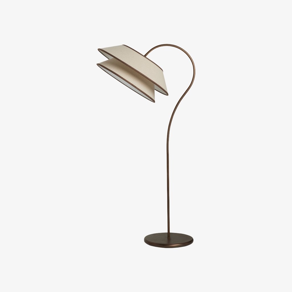 Tarivon Stacked Floor Lamp – Modern Antique Linen Shade for Bedroom & Living Room