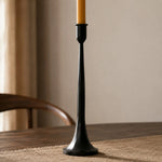 Carica l'immagine nella visualizzazione Galleria, Single tall black iron candle holder profile with flared base