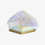 Afbeelding laden in galerijweergave, Nera Glazen Edelsteen Tafellamp - Iriserende Glazen Kap met Antiek Messing Voet voor Woonkamer Accent