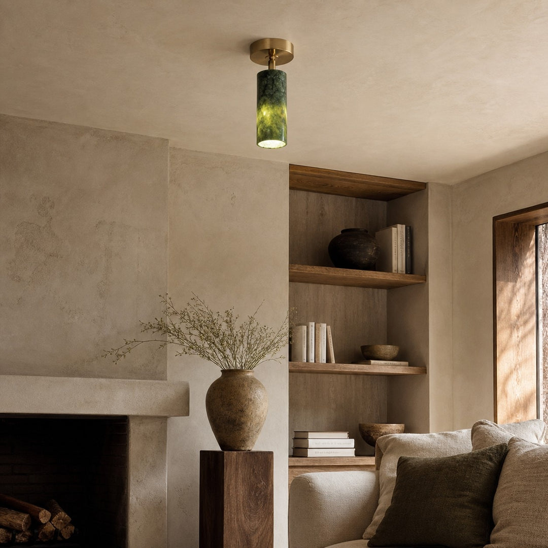 Plafondlamp van natuurlijk jadeglas voor doorgangen