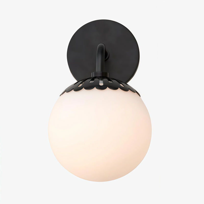 Vinbrea Lampada da Parete con Globo di Vetro - Luce Minimalista con Braccio Curvo per Soggiorno