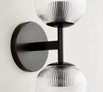 Load image into Gallery viewer, Bravira Ribbed Glass Sconce - Metal Wall Light with Clear Glass Shade
