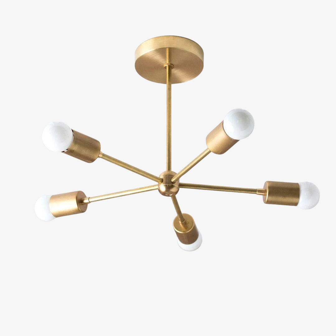 Mobilux Line Mid Century Gold Sputnik Chandelier - Geometric Brass Fixture