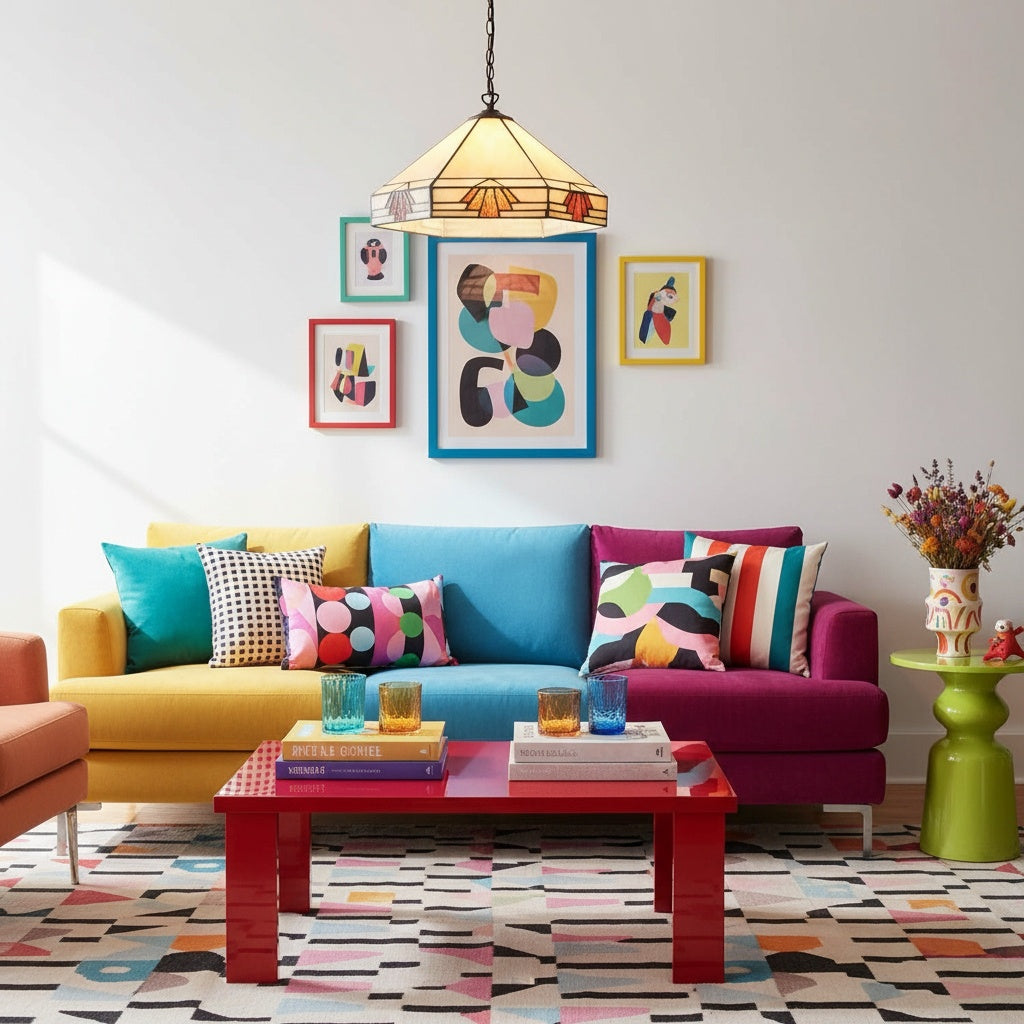 Suspension en vitrail vintage TF Nevada - Éclairage artisanal en verre d'art pour les salles à manger