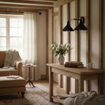 Load image into Gallery viewer, Conique Metal Dual Black Sconce with Cone Shades - Industrial Vanity Wall Light for Mirror
