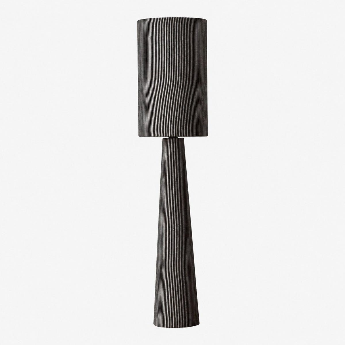 Gray Striped Fabric Floor Lamp