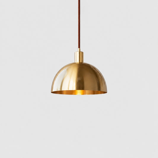 Bright brass half dome pendant 25 cm
