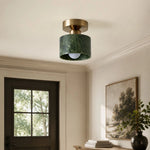 Cargar imagen en el visor de la Galería, Green jade brass ceiling light detail 05