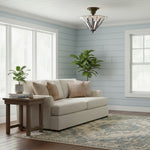 Afbeelding laden in galerijweergave, TF Astoria Decoratief Glas-in-Lood Semi Opbouwlamp – Art Deco Plafondarmatuur voor Entrees &amp; Lounges