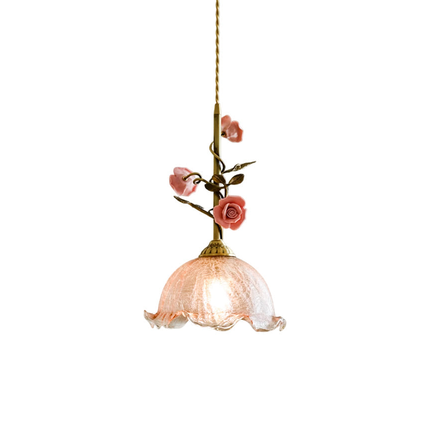 Lalique Rosen Glas Pendelleuchte