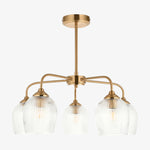 Afbeelding laden in galerijweergave, Brazara Multi-Light glazen kap hanglamp – gebogen metalen armen voor moderne woningen