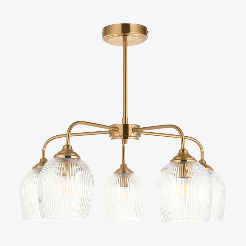 Brazara Multi-Light glazen kap hanglamp – gebogen metalen armen voor moderne woningen