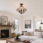 Load image into Gallery viewer, Distressed wood and rust ceiling light scene 1