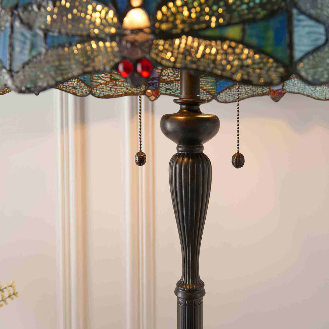 TF Dragonfly Motif Floor Lamp – Vintage Stained-Glass for Living Rooms