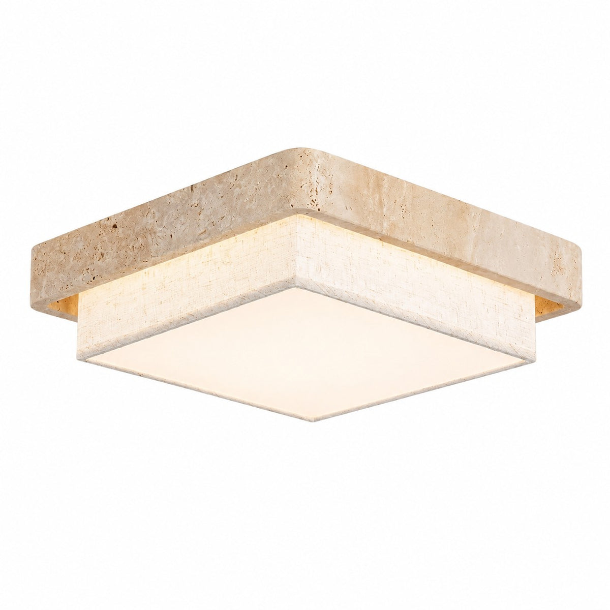 Travertine Fabric Flush Mount Ceiling Light