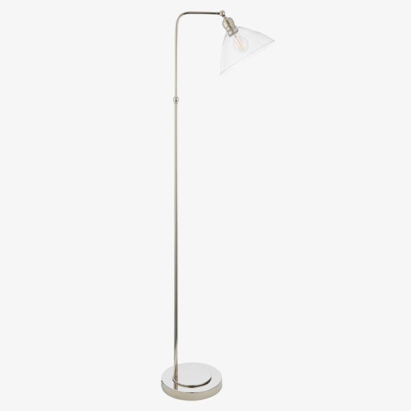 Clarione Art Deco vloerlamp met heldere glazen kap en metalen voet