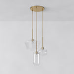 Load image into Gallery viewer, Merin Mixed Sculpture Glass and Metal Triple Chandelier
