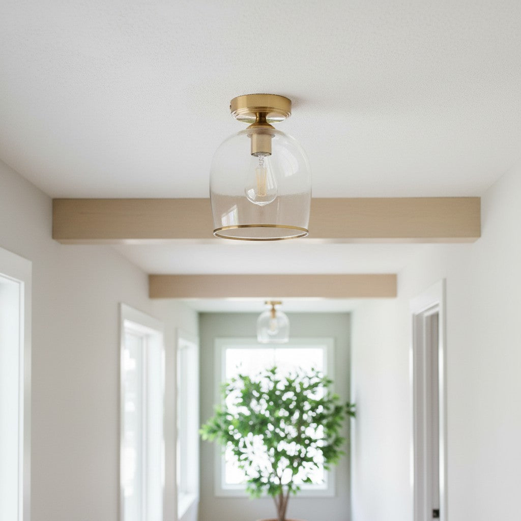 Brazara Koepel Plafondlamp - Industrieel Geribbeld en Helder Glas voor Woonkamer