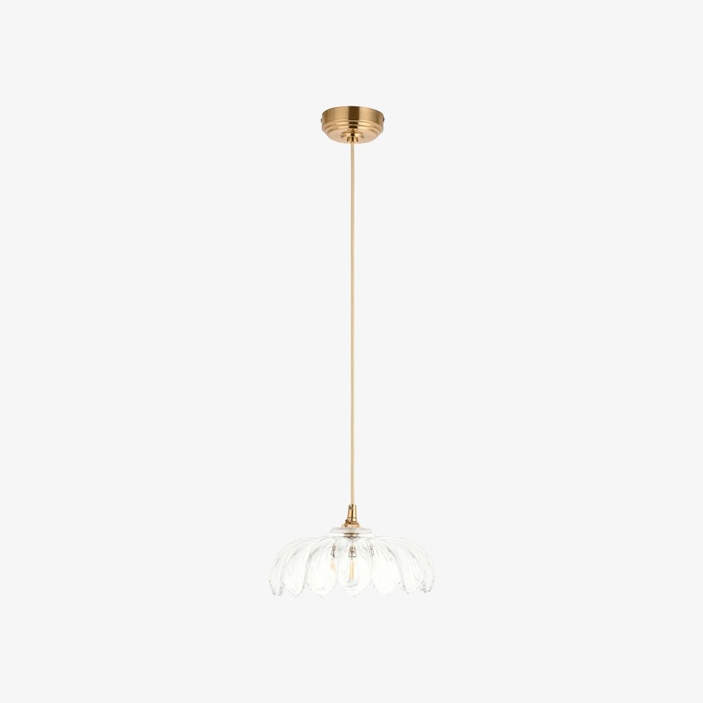 Floriaxis Floral Glass Pendant Light — Floral Glass Shade with Braided Cable for Kitchen or Dining