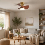 Afbeelding laden in galerijweergave, Natural copper ceiling fan light in a neutral living room