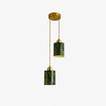 Cargar imagen en el visor de la Galería, Two head green jade cylinder pendant lamp with 3.9 inch / 10 cm shades