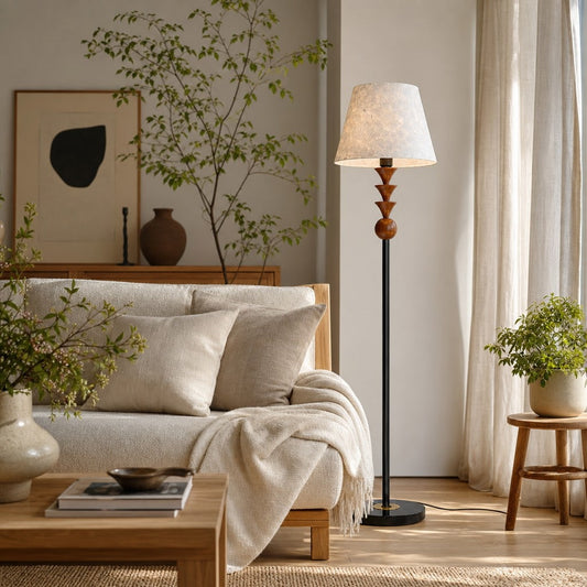 Lampadaire moderne Micahell – Lampe sur pied avec abat-jour en coquillage en cascade pour chambre