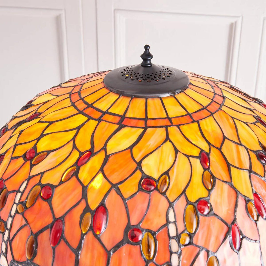 TF Dragonfly Motif Floor Lamp – Vintage Stained-Glass for Living Rooms