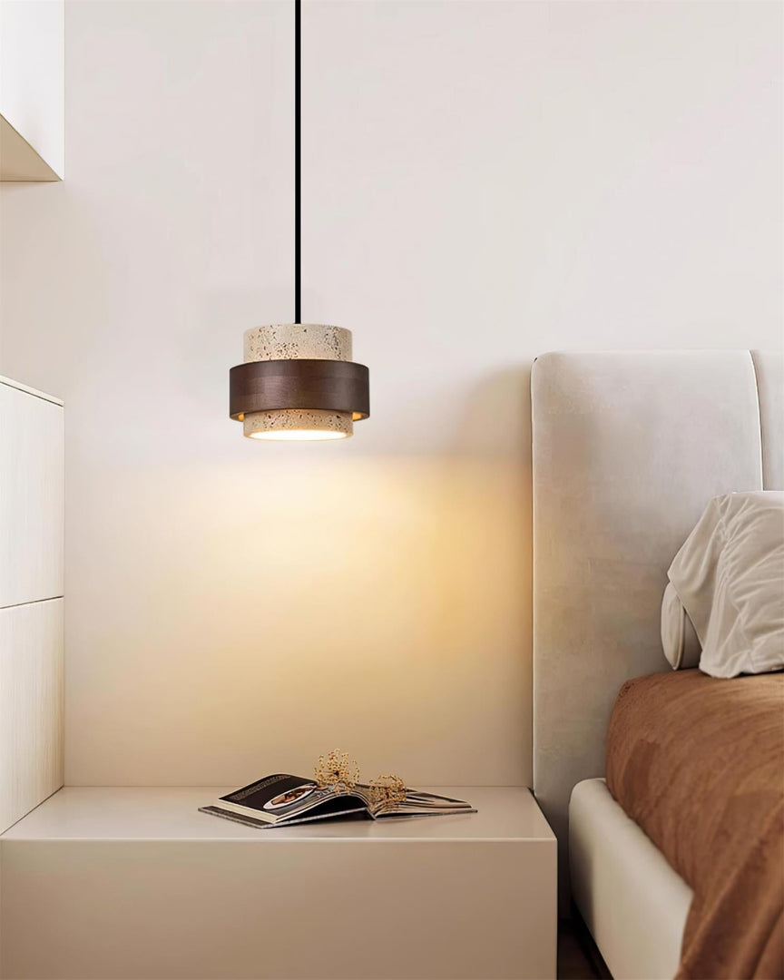 Lampa wisząca z wtyczką Cole z trawertynu