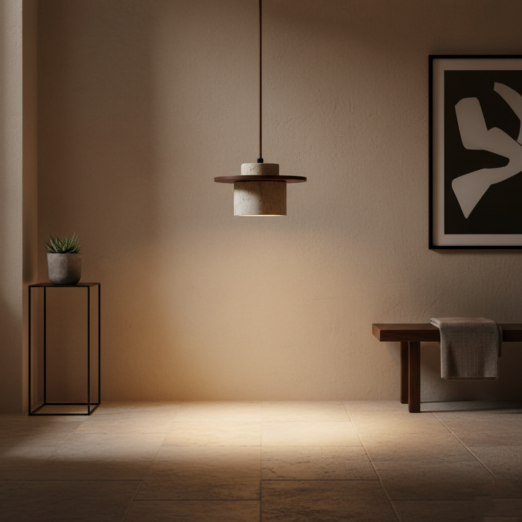 Suspension vintage en travertin style japonais