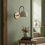 Load image into Gallery viewer, Curva Metal  Industrial Wall Sconce - Curved Brass Arm - Hammered Dome Light Fixture
