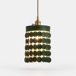 Afbeelding laden in galerijweergave, Green leather pendant light on a white background