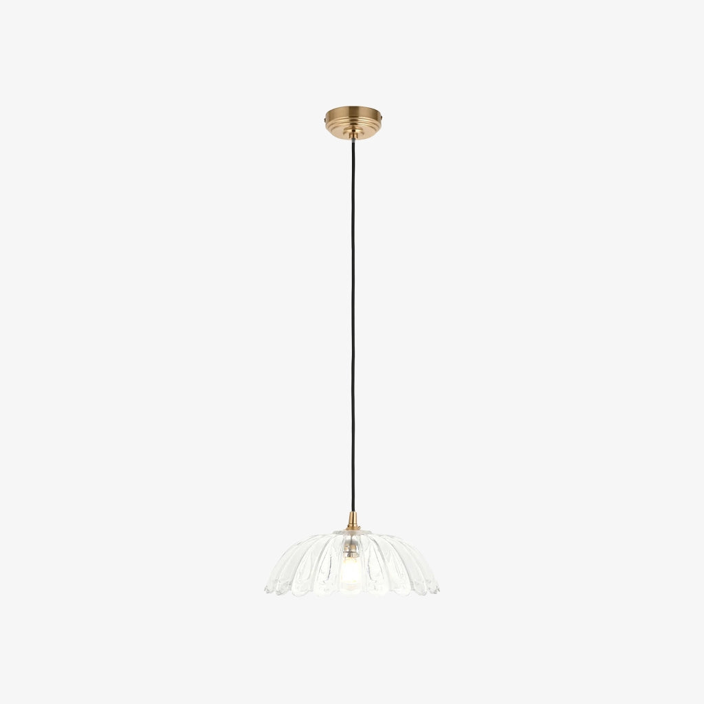 Floriaxis Floral Glass Pendant Light — Floral Glass Shade with Braided Cable for Kitchen or Dining