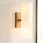 Load image into Gallery viewer, Wolvina Natural Marble Tube Sconce with Sleek Metal Details
