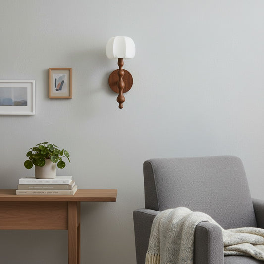 Luz de Pared Moderna con Base Curva Savara – Pantalla de Tela Suave y Difusa para Pasillos y Salas