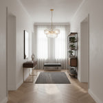 Bild in der Galerieansicht laden, Solara 6-flammige gestufte Pendelleuchte – kaskadierende gebogene Glas- und Metallrahmen für Esszimmer &amp; Eingangsbereich