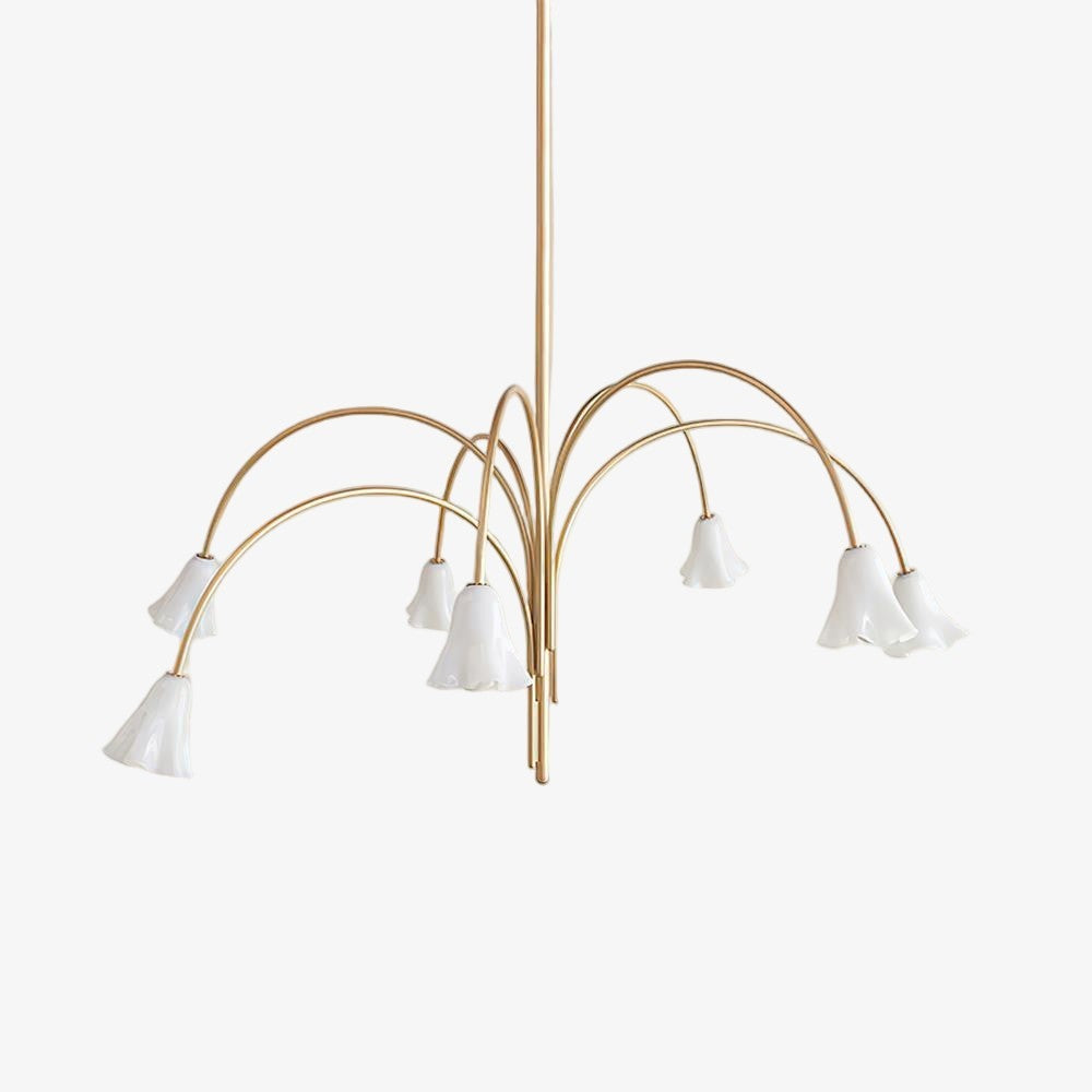 Bellina Modern Romantic Chandelier - Botanical Lily Design with Glass Flowers