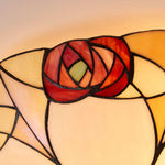 Charger l’image dans la visionneuse de la galerie, Lampe de plafond en vitrail artisanale TF Ingram – Lumière Tiffany vintage Art déco pour salle à manger