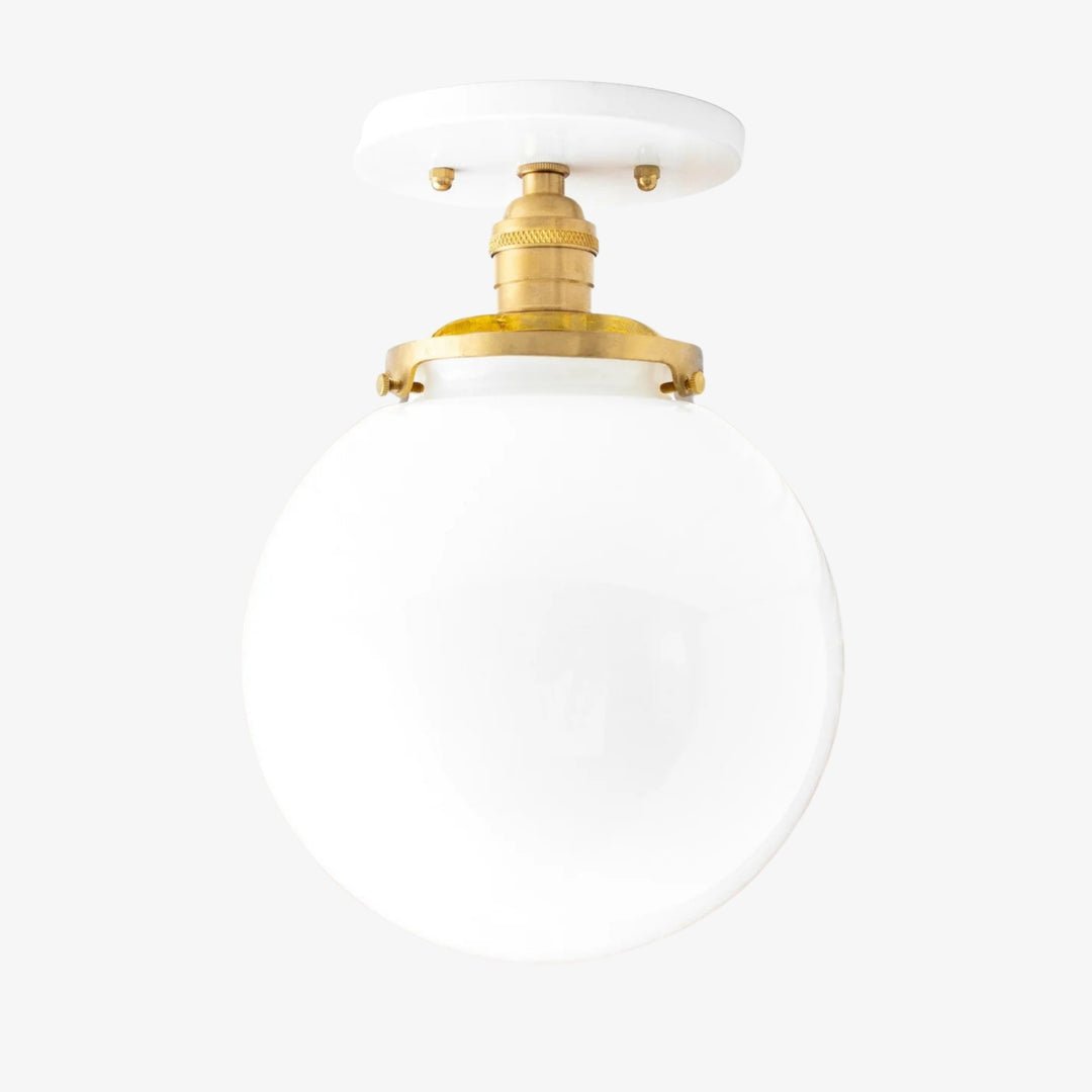 Glorica White Opal Sphere Modern Semi-Flush Light for Bedroom & Entryway